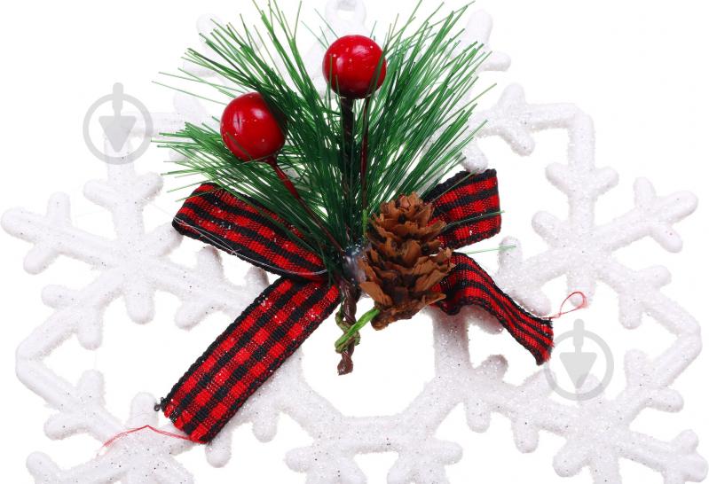 Ялинкова іграшка сніжинка з декором пластикова біла 12 см HFK8047 1 шт. - фото 2 Ялинкова іграшка сніжинка з декором пластикова біла 12 см HFK8047 1 шт. - фото 2