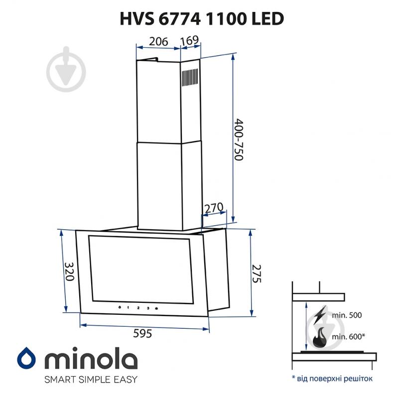 Вытяжка Minola HVS 6774 BL 1100 LED - фото 14