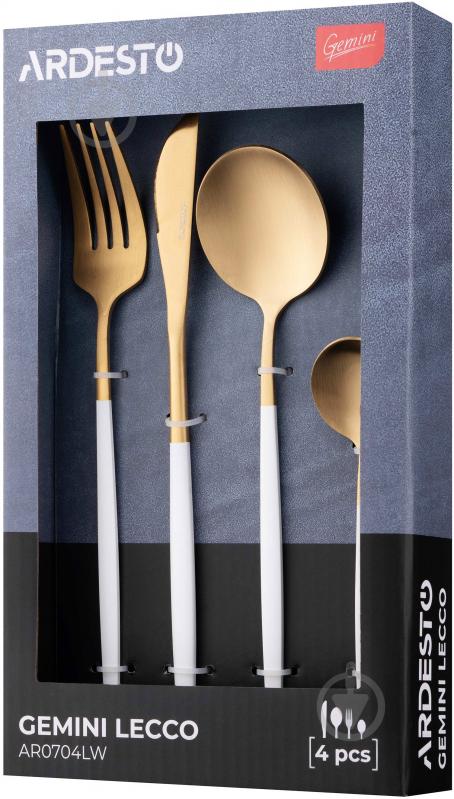 Набор столовых приборов Ardesto Gemini Lecco 4 шт. золотисто-белый AR0704LW - фото 6