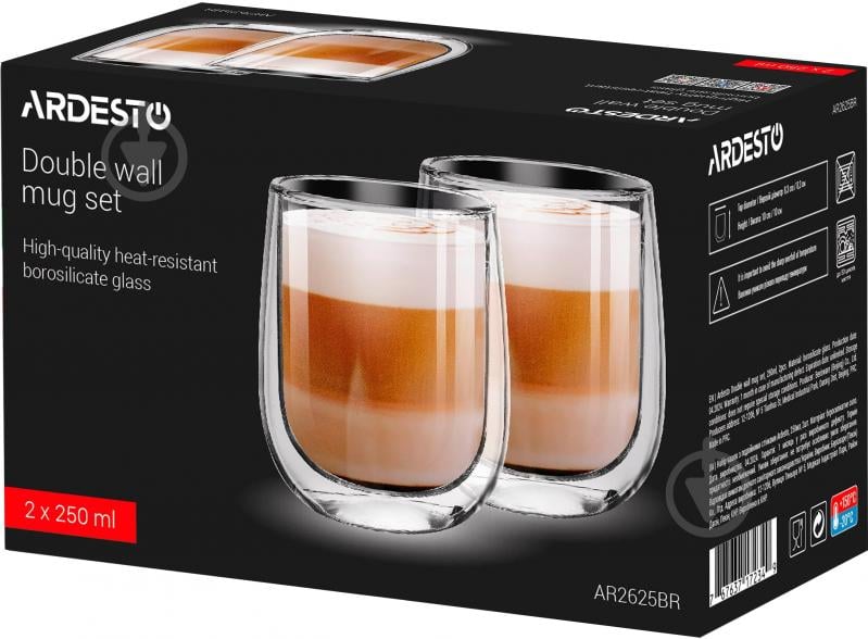 Набор чашек Ardesto 250 мл 2 шт. прозрачный AR2625BR - фото 2