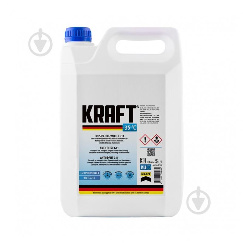 Антифриз Kraft G11 -35° G11 готовый 5 л синий (KF106) - фото 1 Антифриз Kraft G11 -35° G11 готовый 5 л синий (KF106) - фото 1
