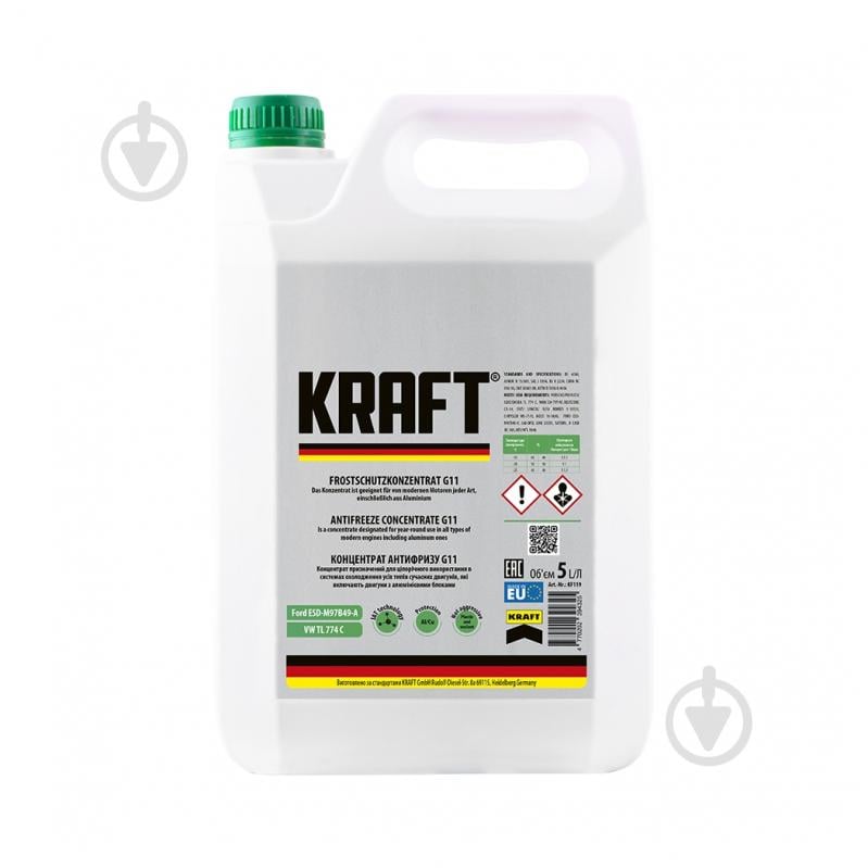 Антифриз Kraft концентрат G11 G11 концентрат 5 л зеленый (KF119) - фото 1