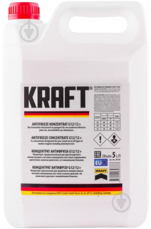 Антифриз Kraft G12/G12+ -80° 5 л красный - фото 1