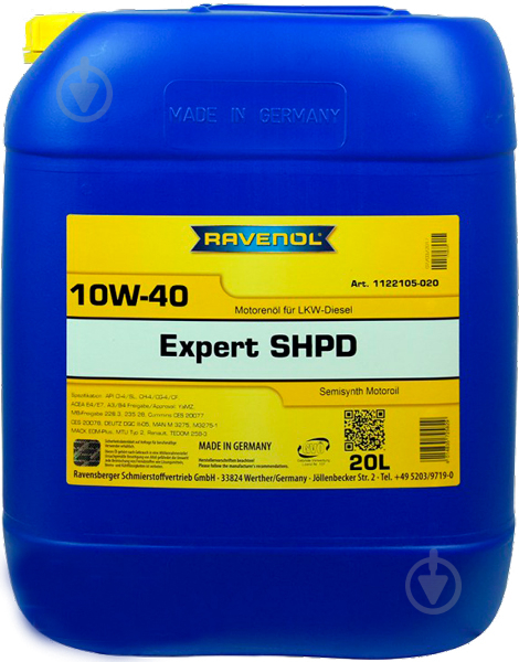 Моторне мастило RAVENOL Expert SHPD 10W-40 20 л (RAV EXPT SHPD 10W40 20 BB) - фото 1