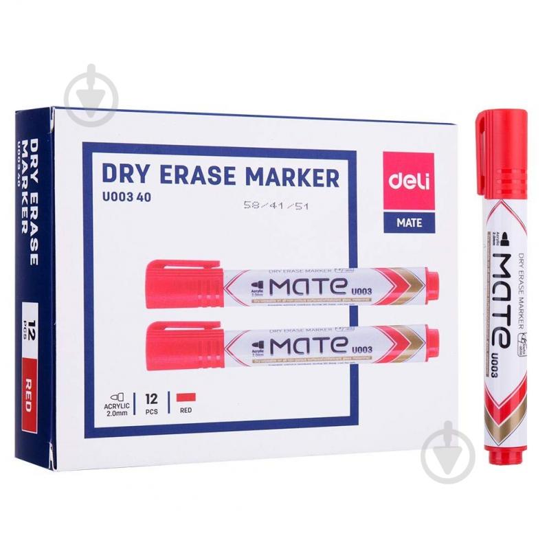 Маркер для белой доски Deli 2 мм с возможностью дозаправки красный EU00340 - фото 1 Маркер для белой доски Deli 2 мм с возможностью дозаправки красный EU00340 - фото 1