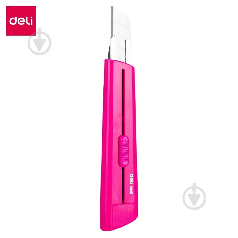 Ніж канцелярський Deli 18 мм рожевий E2040 - фото 2