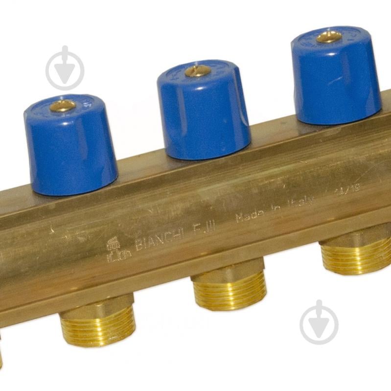 Колектор Bianchi з вентилями Ø1 х 9 х 3/4ЗР (blue/синій) I=50 мм - фото 2 Колектор Bianchi з вентилями Ø1 х 9 х 3/4ЗР (blue/синій) I=50 мм - фото 2