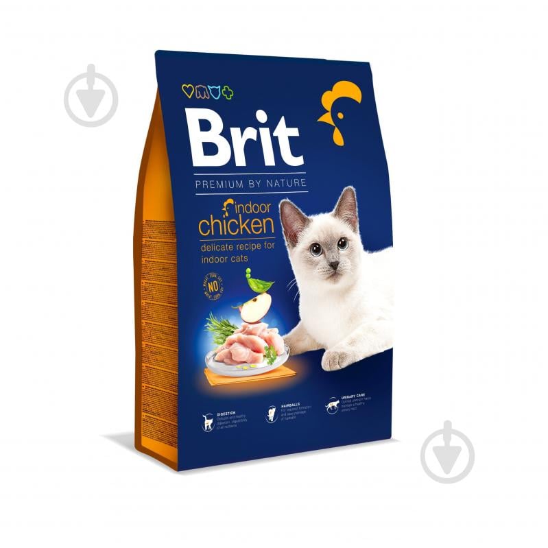 Корм сухой для котов, живущих в помещении Brit Premium By Nature Indoor с курицей 8 кг - фото 1