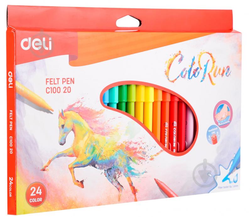 Фломастеры Color Run 24 цвета 2 мм круглые EC10020 Deli - фото 1