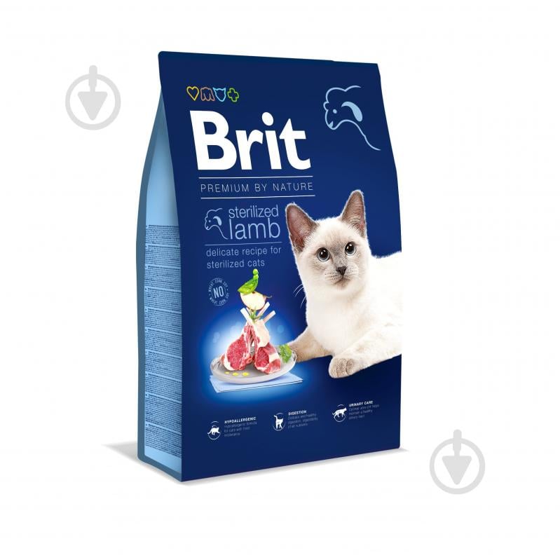 Корм сухой для стерилизованных котов Brit Premium By Nature с ягненком 8 кг - фото 1