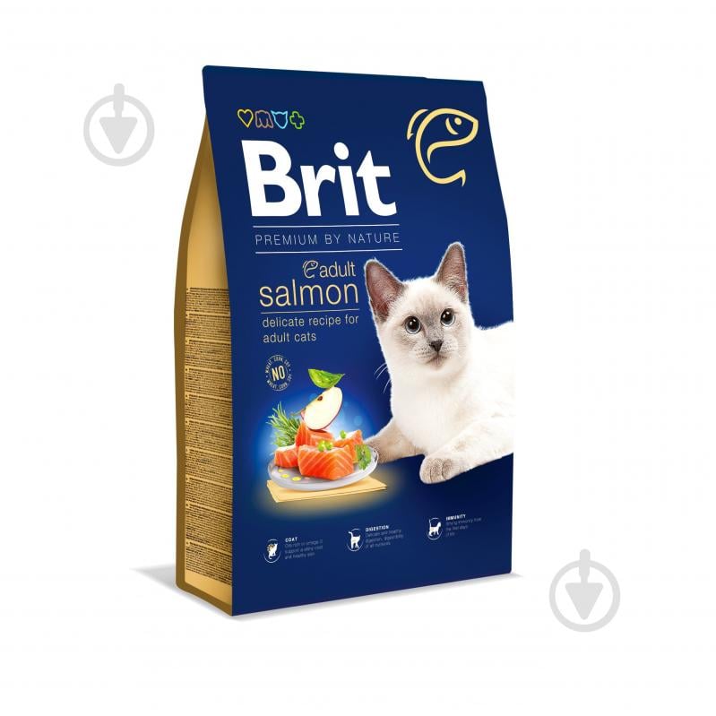 Корм сухий для котів Brit Premium By Nature з лососем 8 кг - фото 1 Корм сухий для котів Brit Premium By Nature з лососем 8 кг - фото 1