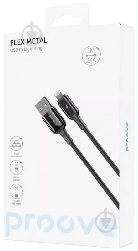 Кабель Proove Flex Metal Lightning 2.4A 1 м черный (CCFM20001101) - фото 2 Кабель Proove Flex Metal Lightning 2.4A 1 м черный (CCFM20001101) - фото 2
