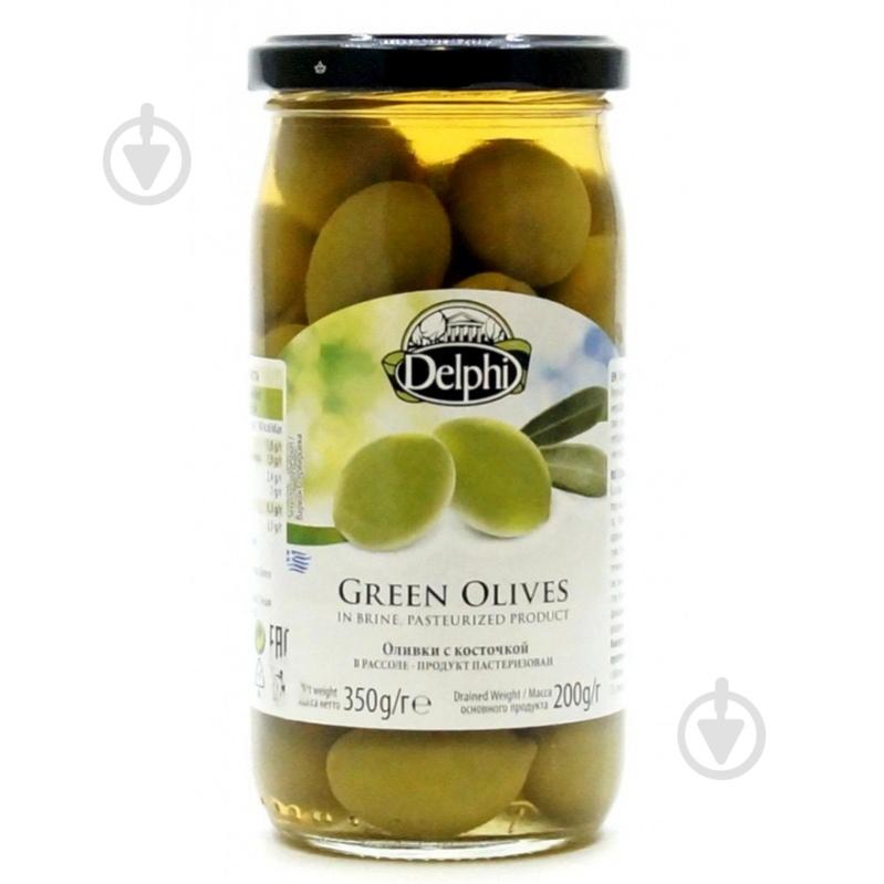 Оливки DELPHI зеленые с косточкой 350г - фото 1 Оливки DELPHI зеленые с косточкой 350г - фото 1