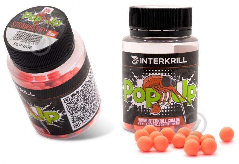 Плавающие бойлы Pop-Up INTERKRILL 20 г криль/ клубника "KRILL STRAWBERRY" 8mm 20g - фото 1