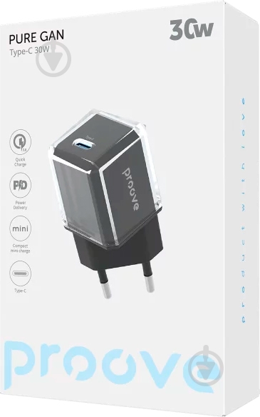 Сетевое зарядное устройство Proove Pure GaN 30W Type-C (WCPU30012201) black - фото 2 Сетевое зарядное устройство Proove Pure GaN 30W Type-C (WCPU30012201) black - фото 2