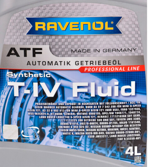 Масло трансмиссионное RAVENOL T-IV FLUID ATF 4 л (RAV ATF T-IV FLUID 4L) - фото 4