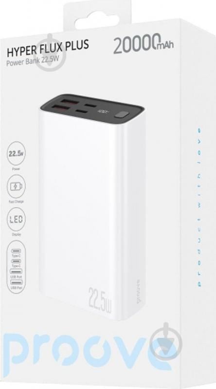 Повербанк Proove Hyper Flux Plus 22.5W 20000 mAh white (PBF222120002) - фото 2 Повербанк Proove Hyper Flux Plus 22.5W 20000 mAh white (PBF222120002) - фото 2