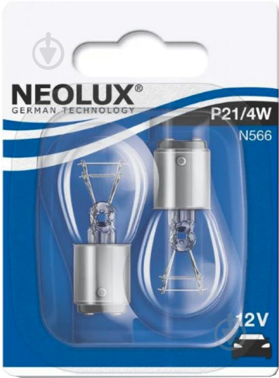 Автолампа накаливания Neolux P21/4W 5 Вт 2 шт.(NE N566_02B) - фото 1