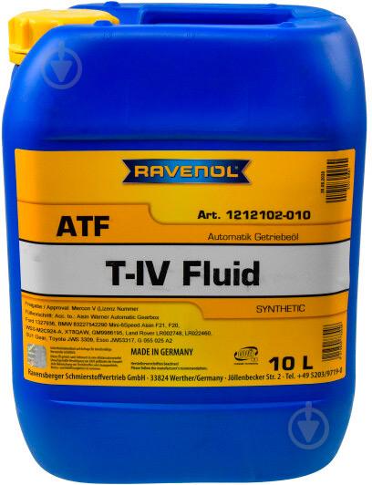 Масло трансмиссионное RAVENOL T-IV FLUID ATF 10 л (RAV ATF T-IV FLUID 10L) - фото 1