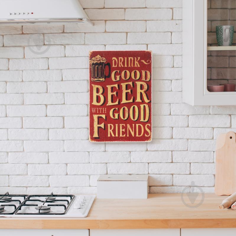 Постер деревянный "Drink good beer with good friends. Red" А4 28.5х20 см Wood Posters - фото 5