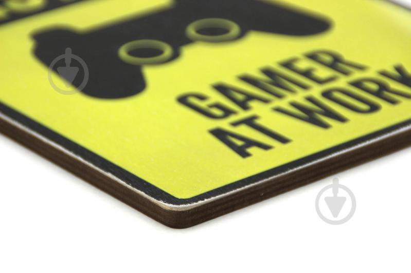 Постер дерев'яний "Do not disturb. Gamer at work. Yellow and black" А4 28.5х20 см Wood Posters - фото 4