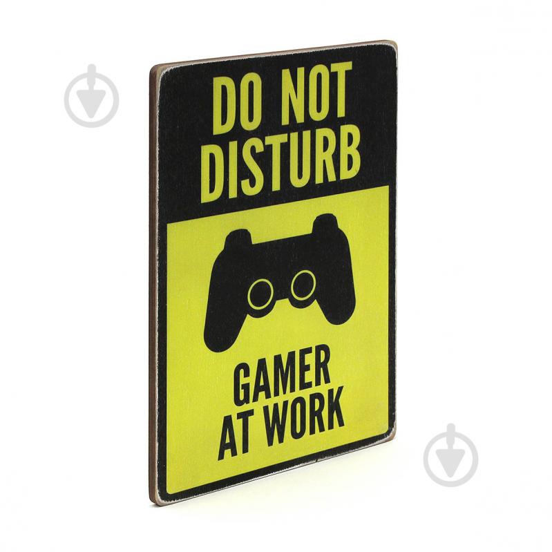 Постер дерев'яний "Do not disturb. Gamer at work. Yellow and black" А4 28.5х20 см Wood Posters - фото 2