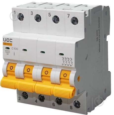 Автоматический выключатель UEC SB-M10 4P 100A C 10кA MCB150-4-100-C - фото 1