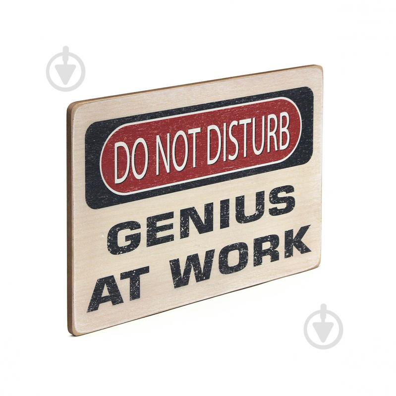 Постер дерев'яний "Do Not Disturb. Genius at work" А4 20х28.5 см Wood Posters - фото 2