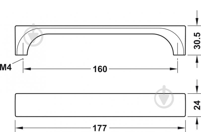 Мебельная ручка скоба Hafele 177х30 мм 160 мм 101.13.516 черный - фото 2