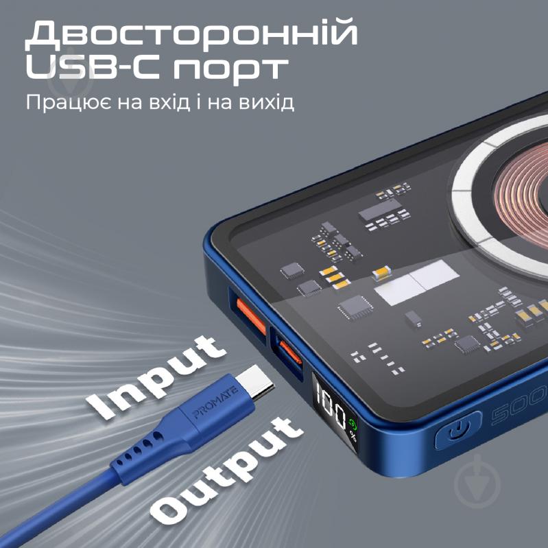 Повербанк Promate 5000 mAh (transpack-5.blue) - фото 8