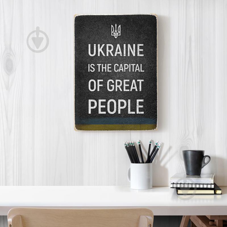 Постер деревянный "Ukraine is the capital of great people" А4 28.5х20 см Wood Posters - фото 5