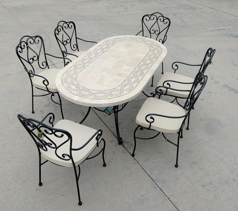 Комплект мебели Bella Vita овальный стол с мраморной столешницей 180х95 см + 6 кресел YT081301 - фото 12