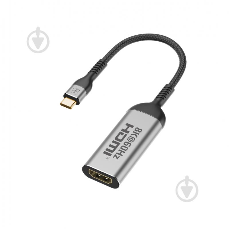 Адаптер Promate MediaLink-8K USB-C to HDMI 8K 60 Гц 0,01 м серый (medialink-8k.grey) - фото 1