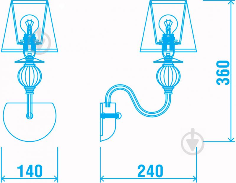 Бра Victoria Lighting 1x40 Вт E14 бронза Donatella - фото 2