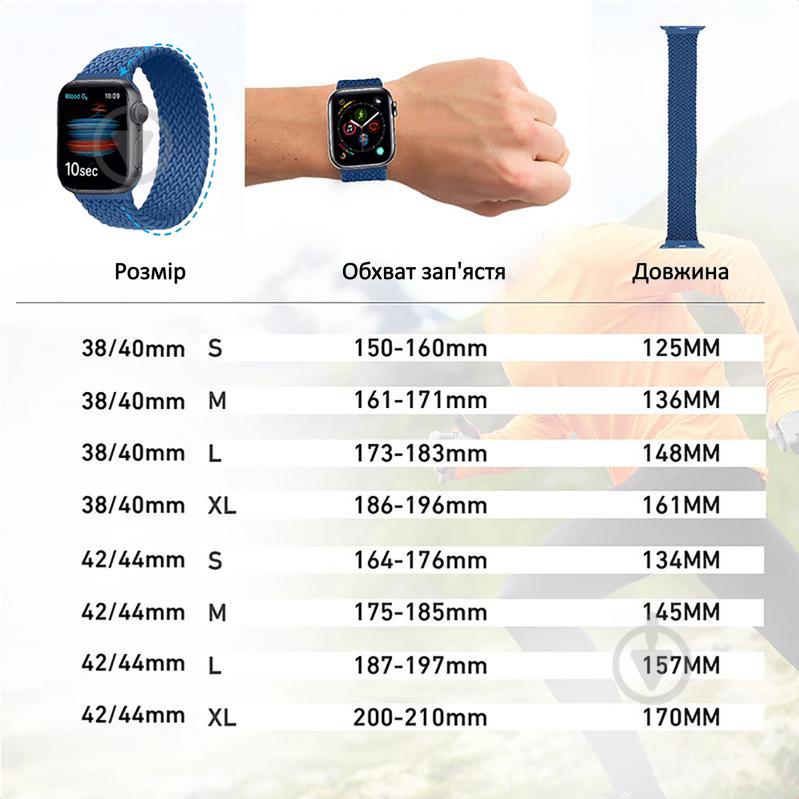 Ремешок Promate для Apple Watch 38-40 мм 1/2/3/4/5/6/7/SE Fusion-40L blue fusion-40l.blue - фото 5