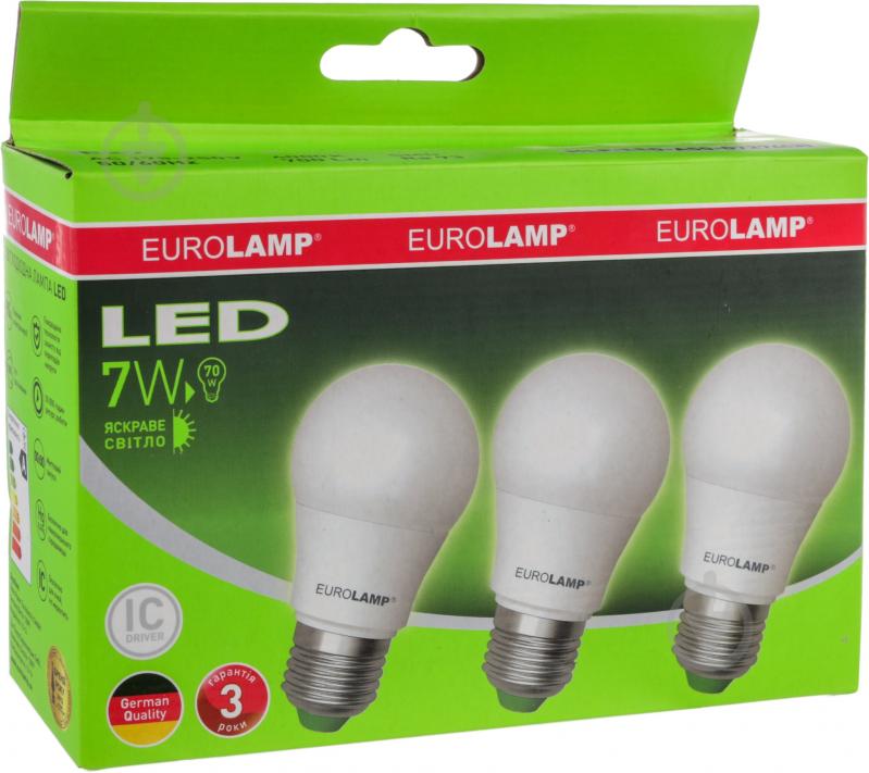 Лампа светодиодная Eurolamp 3 шт./уп. 7 Вт А50 матовая E27 220 В 4000 К MLP-LED-07274(3)
