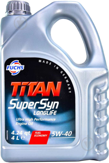 Моторне мастило Fuchs TITAN SUPERSYN LL 5W-40 4 л (TITAN SUPERSYN LL 5W40 4L) - фото 1