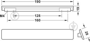 Мебельная ручка профильная Hafele 190х19 мм цамак 160 мм 106.70.003 черный - фото 2