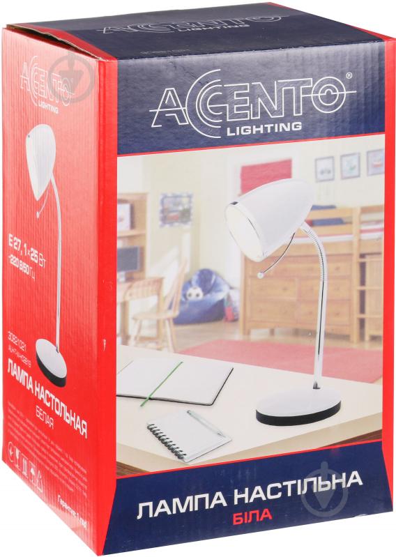 Настільна лампа офісна Accento lighting 1x25 Вт E27 білий ALH-T-W-HD2819 - фото 2