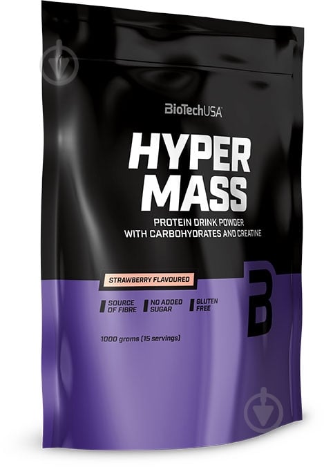 Гейнер Hyper Mass BioTechUSA Клубника 1000 г - фото 1