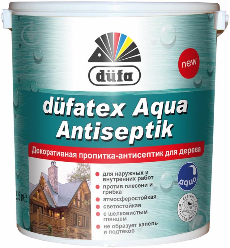 Пропитка Dufa dufatex Aqua Antiseptik кипарис шелковистый глянец 2,5 л - фото 2