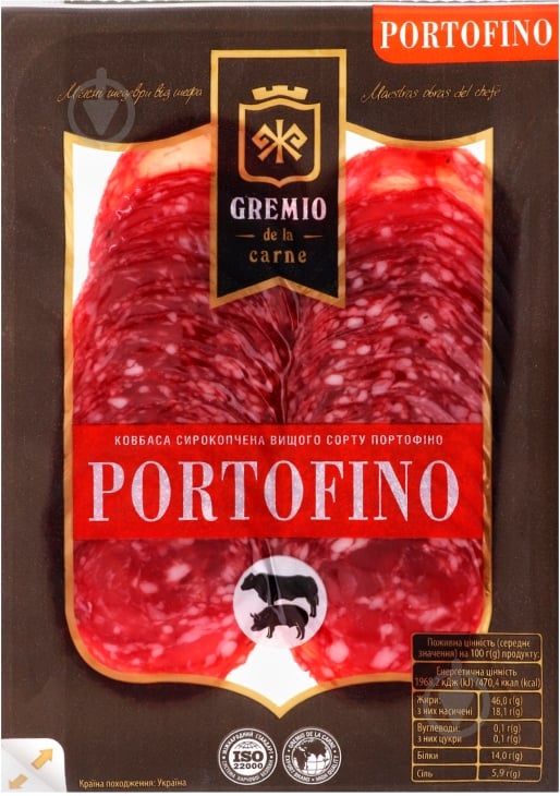 Ковбаса Gremio Портофіно 75 г 4823079003835 - фото 1 Ковбаса Gremio Портофіно 75 г 4823079003835 - фото 1