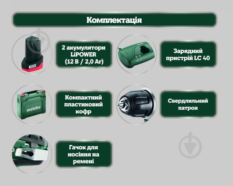 Шуруповерт аккумуляторный Metabo PowerMaxx BS BL 601721500 - фото 3