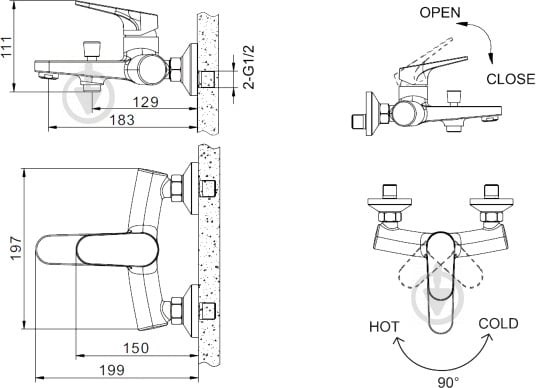 Смеситель для ванны Bravat Eler F6191238CP-01 - фото 4