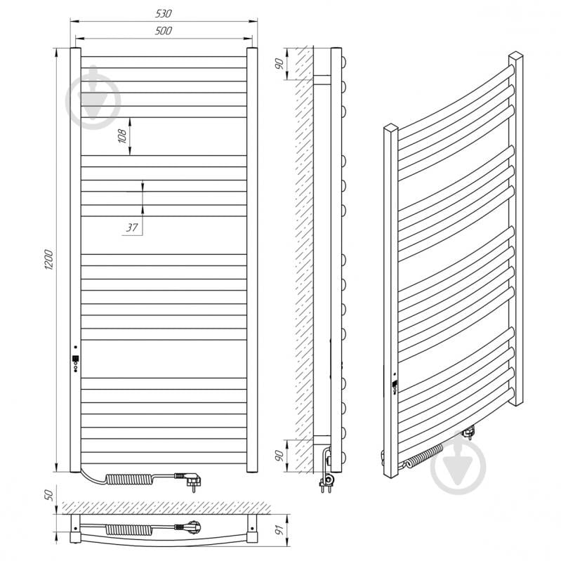 Рушникосушарка електрична Evro-Termo Грейс П14 500х1200 Е Л - фото 6