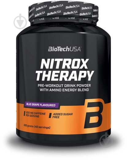 Комплекс предтренировочный BioTechUSA Nitrox Therapy Синий виноград 680 г - фото 1