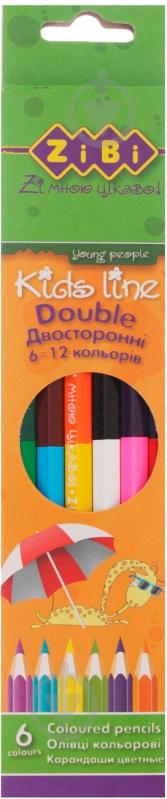 Набір олівців кольорових 12 кольорів Double 6 шт. ZiBi - фото 4