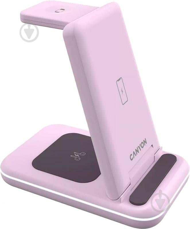 Бездротовий зарядний пристрій Canyon WS-304 3 в 1 QI Iced Pink (CNS-WCS304IP) - фото 4