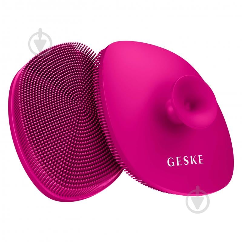 Косметическая щеточка для лица GESKE Facial Brush 4 в 1 пурпурный с держателем - фото 1