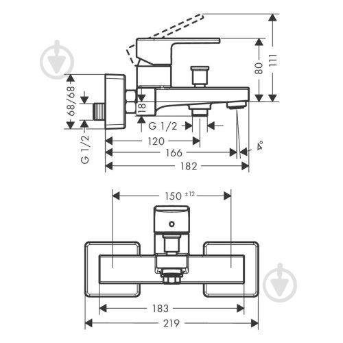 Смеситель для ванны Hansgrohe черный матовый 	71450670 - фото 2